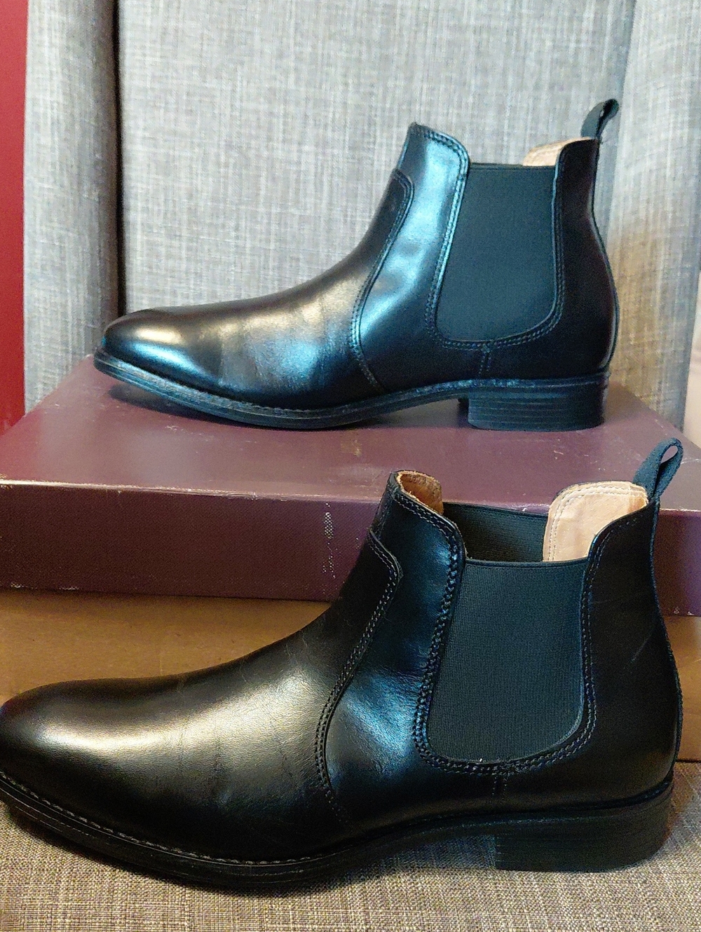 Johnston & Murphy Men's Black Lewis Chelsea Leather Boot Size 8.5